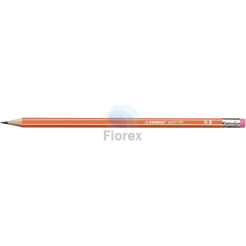 Grafitceruza radírral, HB, hatszögletű, STABILO "Pencil 160", narancs