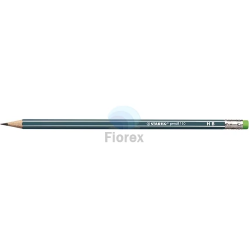 Grafitceruza radírral, HB, hatszögletű, STABILO "Pencil 160", olajzöld