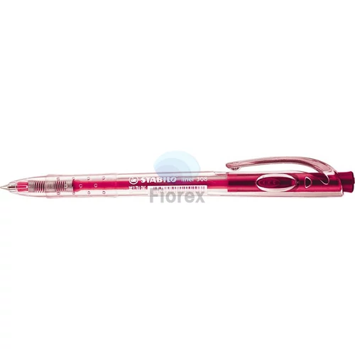 Golyóstoll, 0,38 mm, nyomógombos, STABILO "Liner 308", rózsaszín