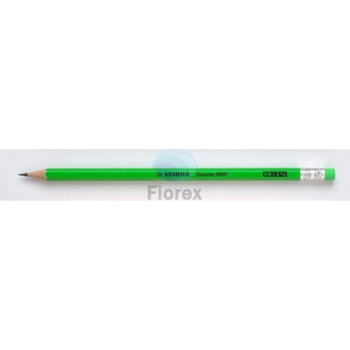 Grafitceruza radírral, HB, hatszögletű, STABILO "Swano Neon", zöld