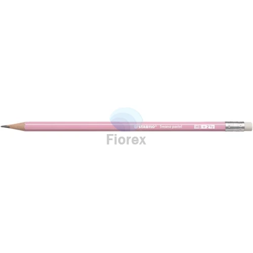 Grafitceruza radírral, HB, hatszögletű, STABILO "Swano Pastel", pink