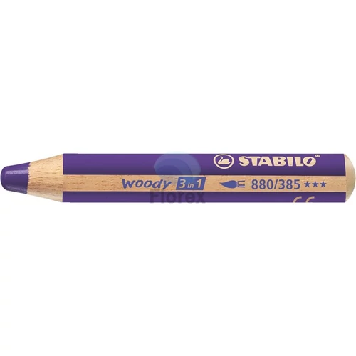 Színes ceruza, kerek, vastag, STABILO "Woody 3 in 1", viola