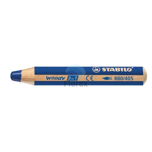 Színes ceruza, kerek, vastag, STABILO "Woody 3 in 1", ultramarin