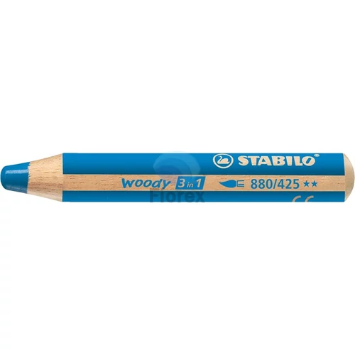 Színes ceruza, kerek, vastag, STABILO "Woody 3 in 1", kék