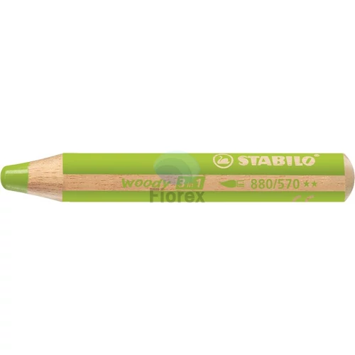 Színes ceruza, kerek, vastag, STABILO "Woody 3 in 1", világoszöld