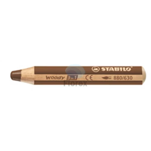 Színes ceruza, kerek, vastag, STABILO "Woody 3 in 1", barna