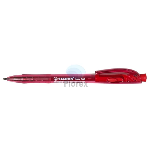 Golyóstoll, 0,38 mm, nyomógombos, STABILO "Liner 308", piros