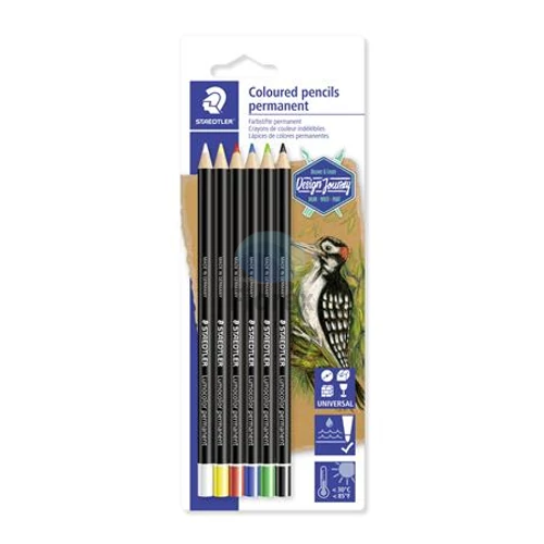 Jelölőceruza készlet, mindenre író, vízálló (glasochrom), STAEDTLER "Lumocolor 108 20", 6 különböző szín