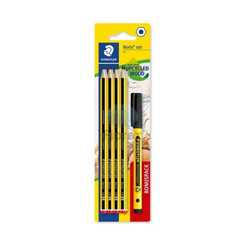 Grafitceruza készlet, tűfilccel, HB, hatszögletű, STAEDTLER "Noris® 120", 8+1 db