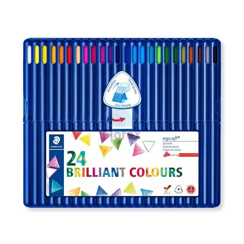 Színes ceruza készlet, háromszögletű, STAEDTLER "Ergosoft® 157", 24 különböző szín