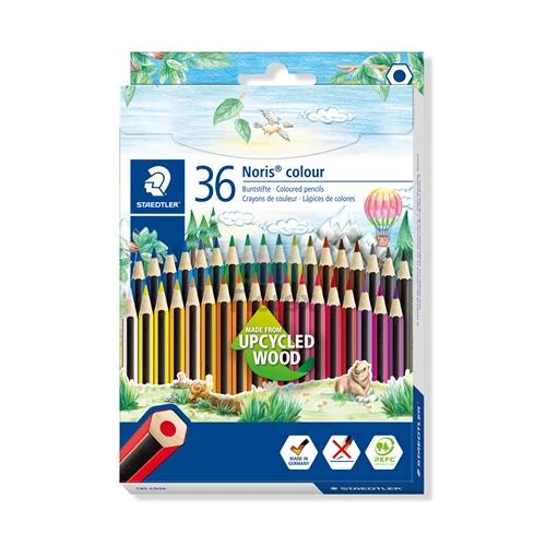 Színes ceruza készlet, hatszögletű, STAEDTLER "Noris Colour 185", 36 különböző szín