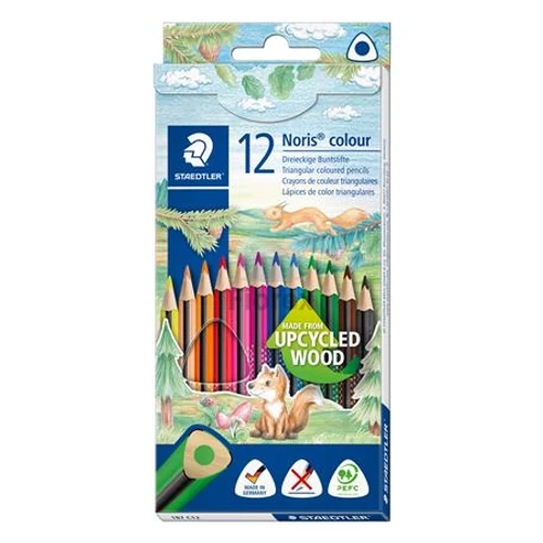 Színes ceruza készlet, háromszögletű, STAEDTLER "Noris Colour 187", 12 különböző szín