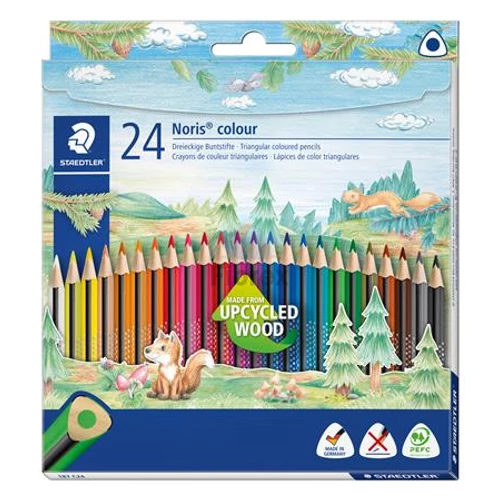 Színes ceruza készlet, háromszögletű, STAEDTLER "Noris Colour 187", 24 különböző szín