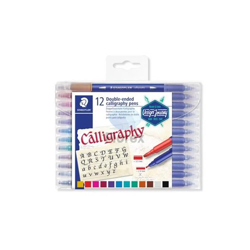 Kalligrafikus marker készlet, 2,0/3,5 mm, kétvégű, STAEDTLER "3005", 12 szín