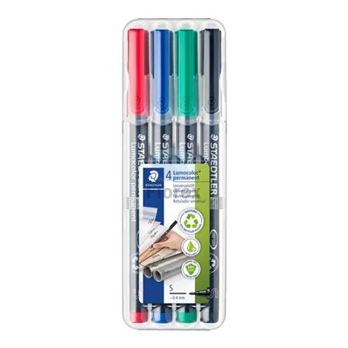 Alkoholos marker készlet, OHP, 0,4 mm, STAEDTLER "Lumocolor® 313 S", 4 különböző szín