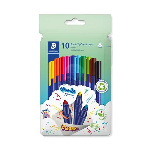 Rostirón készlet, 1 mm, STAEDTLER "Triplus 323", 10 különböző szín