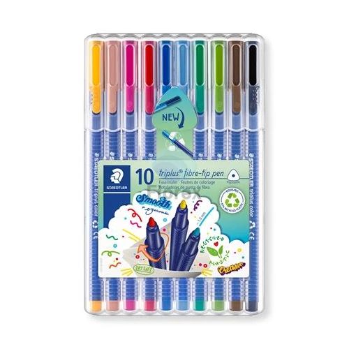 Rostirón készlet, 1 mm, STAEDTLER "Triplus 323", 10 különböző szín