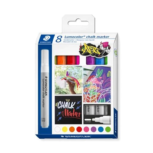 Krétamarker készlet, 2,4 mm, kúpos, STAEDTLER "Lumocolor® 344", 8 különböző szín