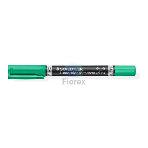 Alkoholos marker, 0,6/1,5 mm, kúpos, kétvégű, STAEDTLER "Lumocolor® duo 348", zöld
