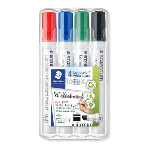 Táblamarker készlet, 2-5 mm, vágott, STAEDTLER "Lumocolor® 351 B", 4 különböző szín