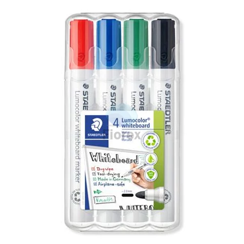 Táblamarker készlet, 2 mm, kúpos, STAEDTLER "Lumocolor® 351", 4 különböző szín