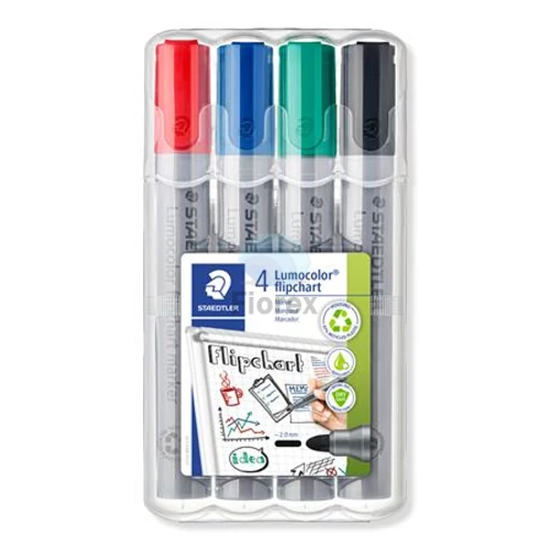 Flipchart marker, 2 mm, kúpos, STAEDTLER "Lumocolor 356", 4 különböző szín