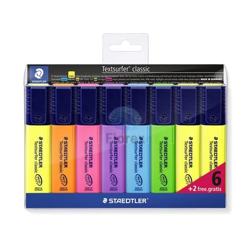 Szövegkiemelő készlet, 1-5 mm, STAEDTLER Textsurfer Classic 364, 6+2 különböző szín Szövegkiemelő készlet, 1-5 mm, STAEDTLER Textsurfer Classic 364, 6+2 különböző szín