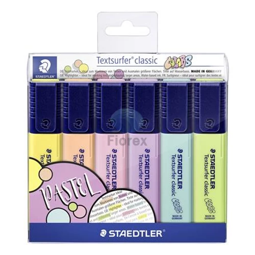 Szövegkiemelő készlet, 1-5 mm, STAEDTLER Textsurfer Classic Pastel 364 C, 6 különböző szín Szövegkiemelő készlet, 1-5 mm, STAEDTLER Textsurfer Classic Pastel 364 C, 6 különböző szín