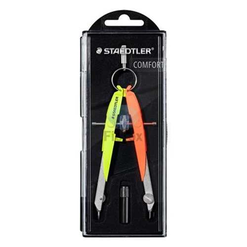 Körző készlet, precíziós, 2 darabos, STAEDTLER Mars Comfort 556, neon sárga/narancs