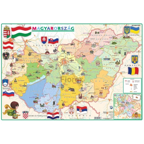 Könyökalátét, kétoldalas, STIEFEL, "Gyerek Magyarország közigazgatása/domborzata"
