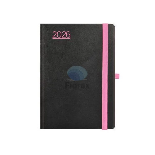 Naptár, tervező, A5, napi, TOPTIMER, "Nero", fekete-pink