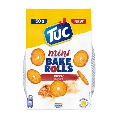 Pirított kenyérkarika, 150 g, TUC "Mini Bake Rolls", pizza