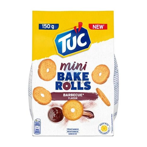 Pirított kenyérkarika, 150 g, TUC "Mini Bake Rolls", barbecue