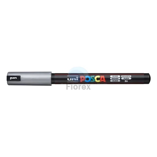 Dekormarker, 0,7 mm, UNI "Posca PC-1MR", ezüst