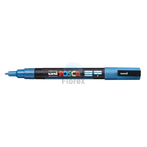 Dekormarker, 0,9-1,3 mm, UNI "Posca PC-3ML", fényes kék
