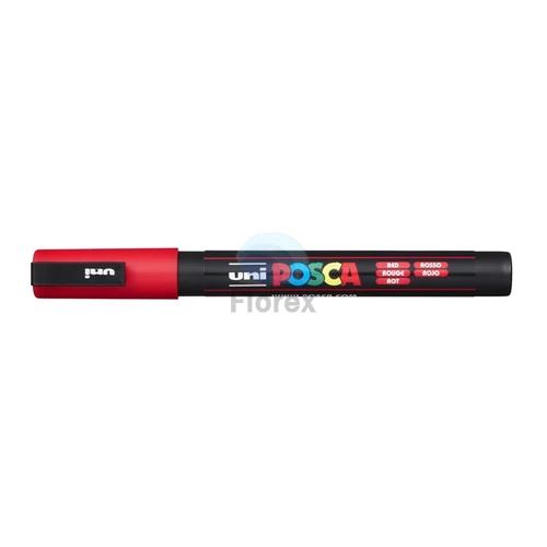 Dekormarker, 0,9-1,3 mm, UNI "Posca PC-3M", piros
