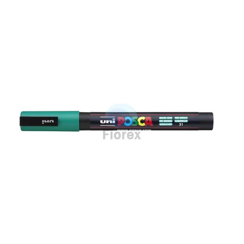 Dekormarker, 0,9-1,3 mm, UNI "Posca PC-3M", smaragdzöld