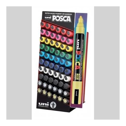 Dekormarker display, 60 db, 1,8-2,5 mm, UNI "Posca PC-5M", 10 különböző szín - 60db