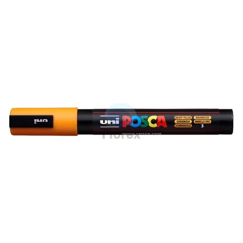 Dekormarker, 1,8-2,5 mm, UNI "Posca PC-5M", ragyogó sárga