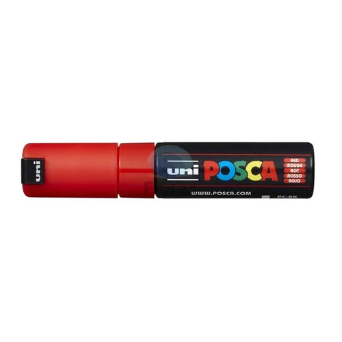 Dekormarker, 8 mm, vágott, UNI "Posca PC-8K", piros