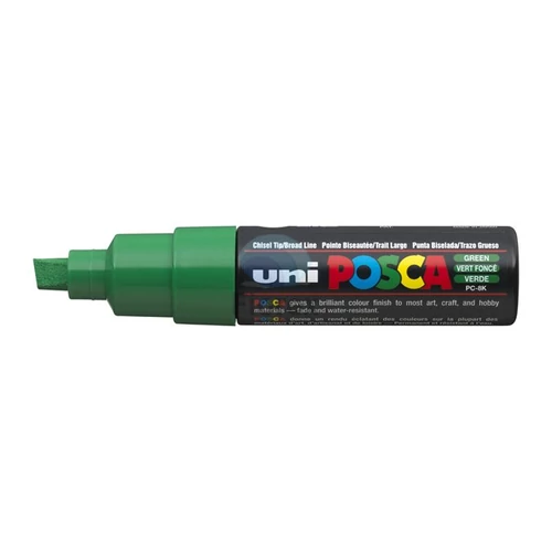 Dekormarker, 8 mm, vágott, UNI "Posca PC-8K", zöld