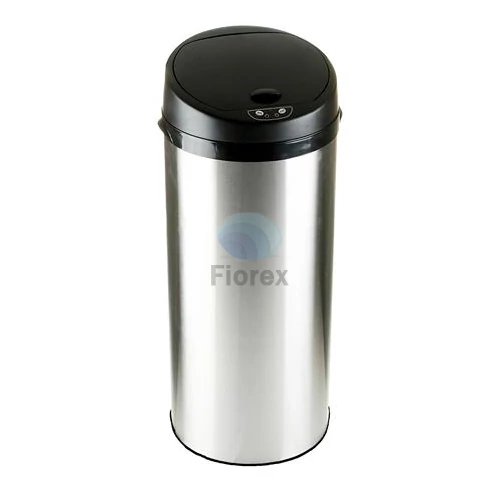 Szenzoros szemetes, rozsdamentes acél, kör alakú, 30 l, ezüst-fekete