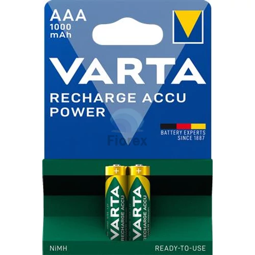Tölthető elem, AAA mikro, 2x1000 mAh, előtöltött, VARTA "Power"