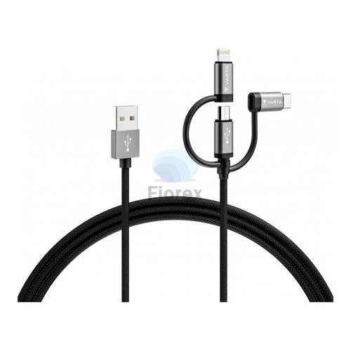 USB kábel, 3-az-1-ben USB A–Light/Micro/C, 2m, VARTA