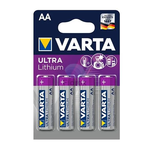 Elem, AA ceruza, 4 db, lítium, VARTA "Ultra Lithium"