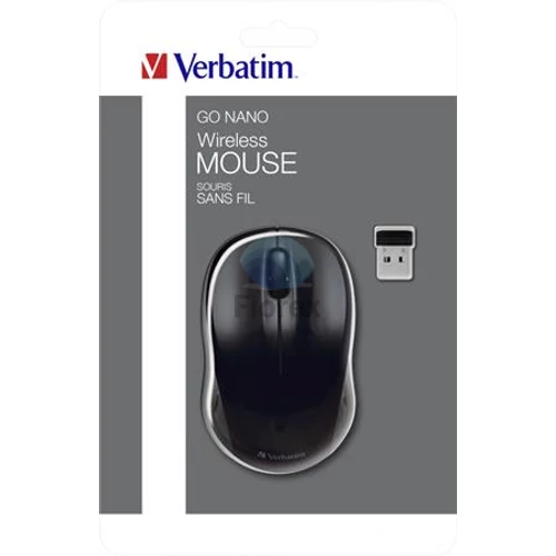 Egér, vezeték nélküli, optikai, közepes méret, USB, VERBATIM "Go", fekete
