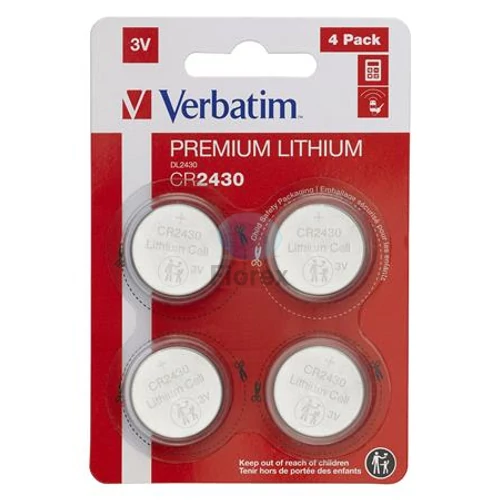 Gombelem, CR2430, 4 db, VERBATIM "Premium"