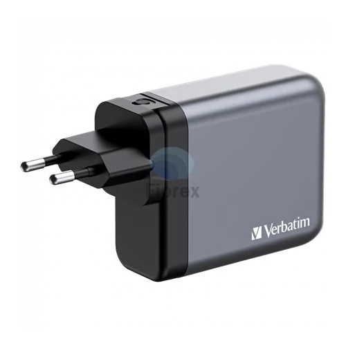 Hálózati töltő, 2xUSB-C PD (140W), USB-C PD (20W), USB-A QC 3.0, EU/UK/US, GaN, VERBATIM