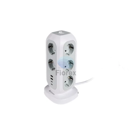 Elosztó, álló, 11 aljzat, 2xUSB-A, 2xUSB-C, VERBATIM "EUPT-01"