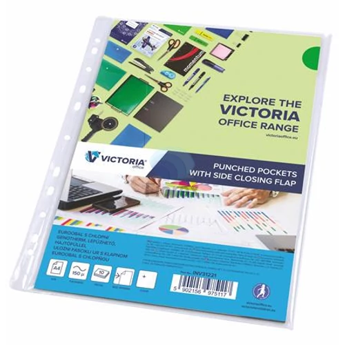 Genotherm, lefűzhető, oldalán hajtófüllel, A4, 150 mikron, víztiszta, VICTORIA OFFICE - 10db